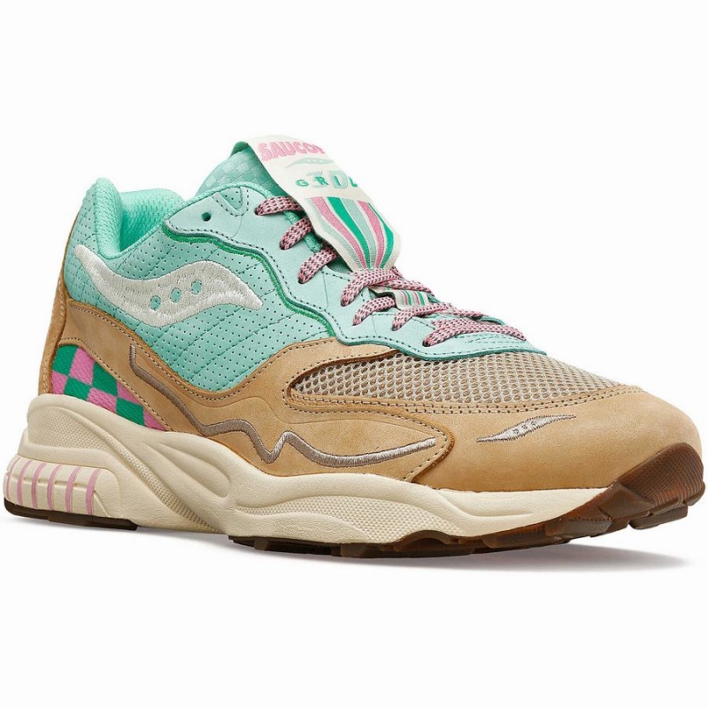 Men's Saucony 3D Grid Hurricane Earth Citizen Sneakers Turquoise / Grey | Australia S70426-G76