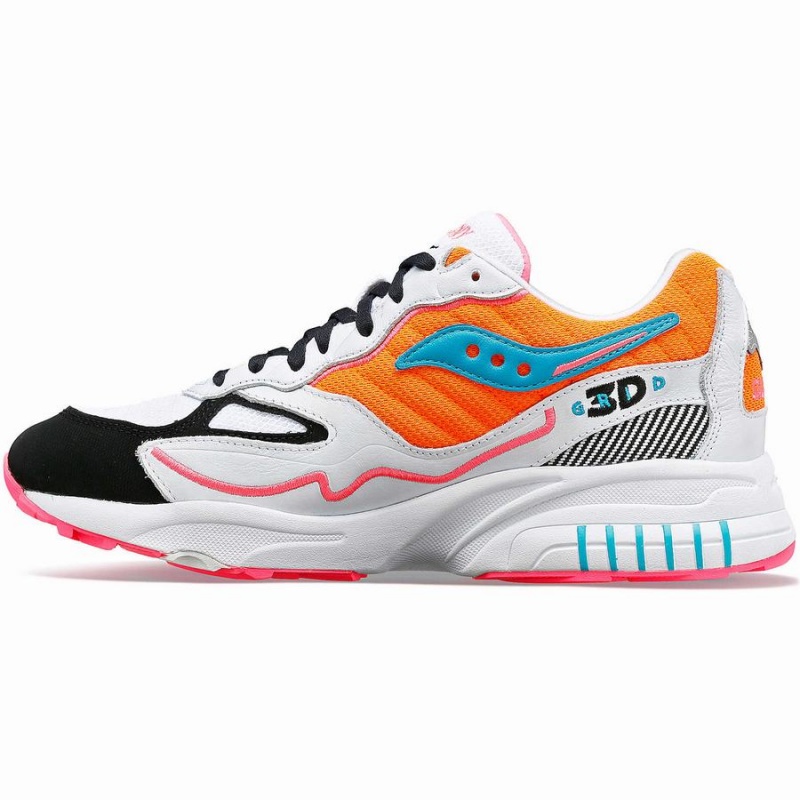 Men's Saucony 3D Grid Hurricane Sneakers White / Orange | Australia S03149-L96