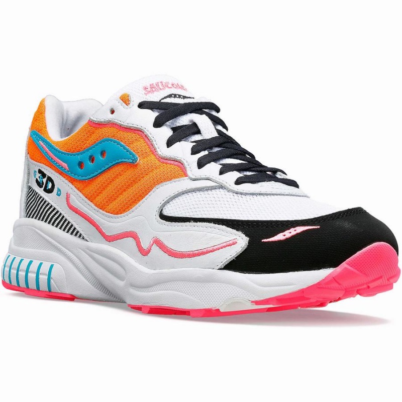 Men's Saucony 3D Grid Hurricane Sneakers White / Orange | Australia S03149-L96