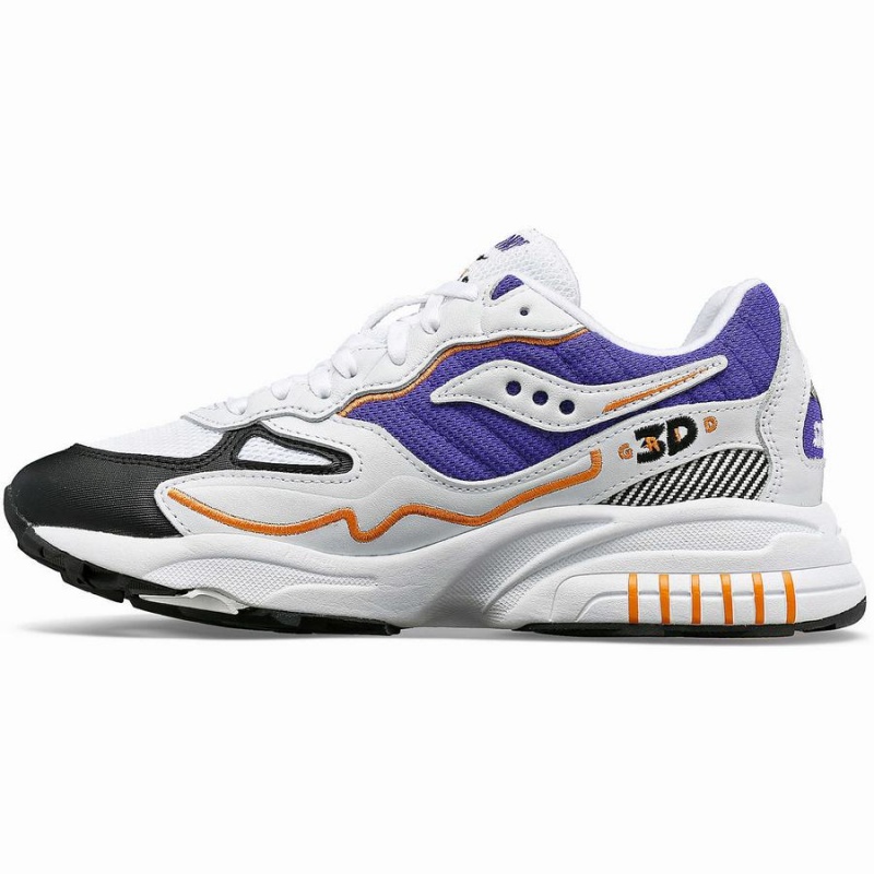 Men's Saucony 3D Grid Hurricane Sneakers White / Purple | Australia S23680-E70