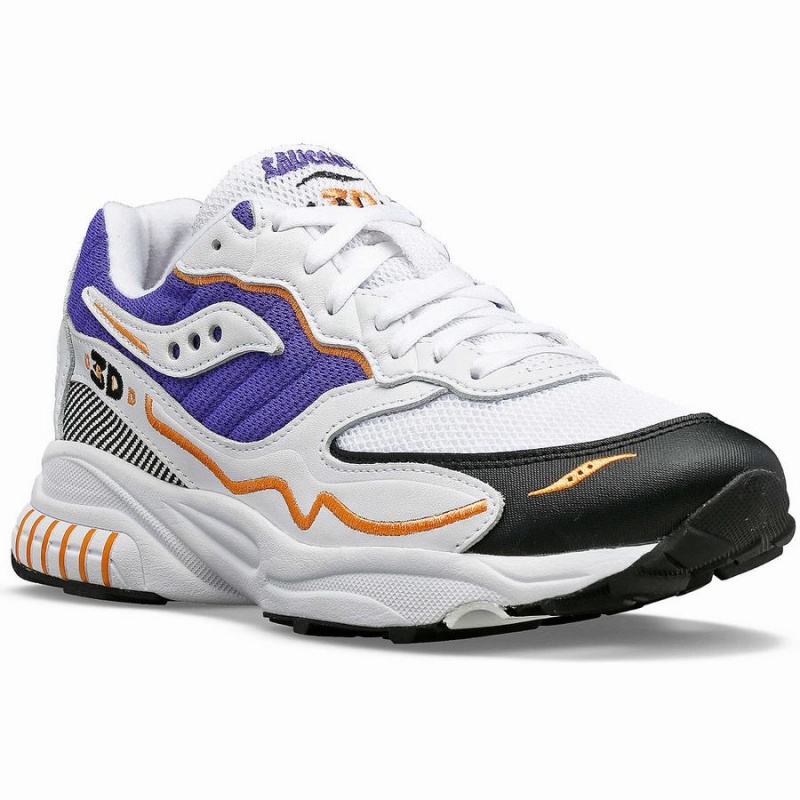 Men's Saucony 3D Grid Hurricane Sneakers White / Purple | Australia S23680-E70