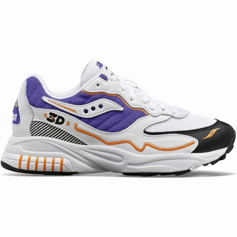 Men\'s Saucony 3D Grid Hurricane Sneakers White / Purple | Australia S23680-E70