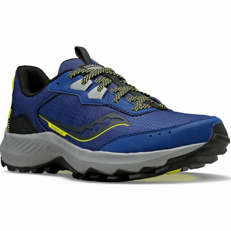 Men's Saucony Aura TR Trail Running Shoes Indigo / Black | Australia S62348-J95