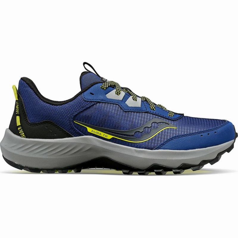 Men\'s Saucony Aura TR Trail Running Shoes Indigo / Black | Australia S62348-J95