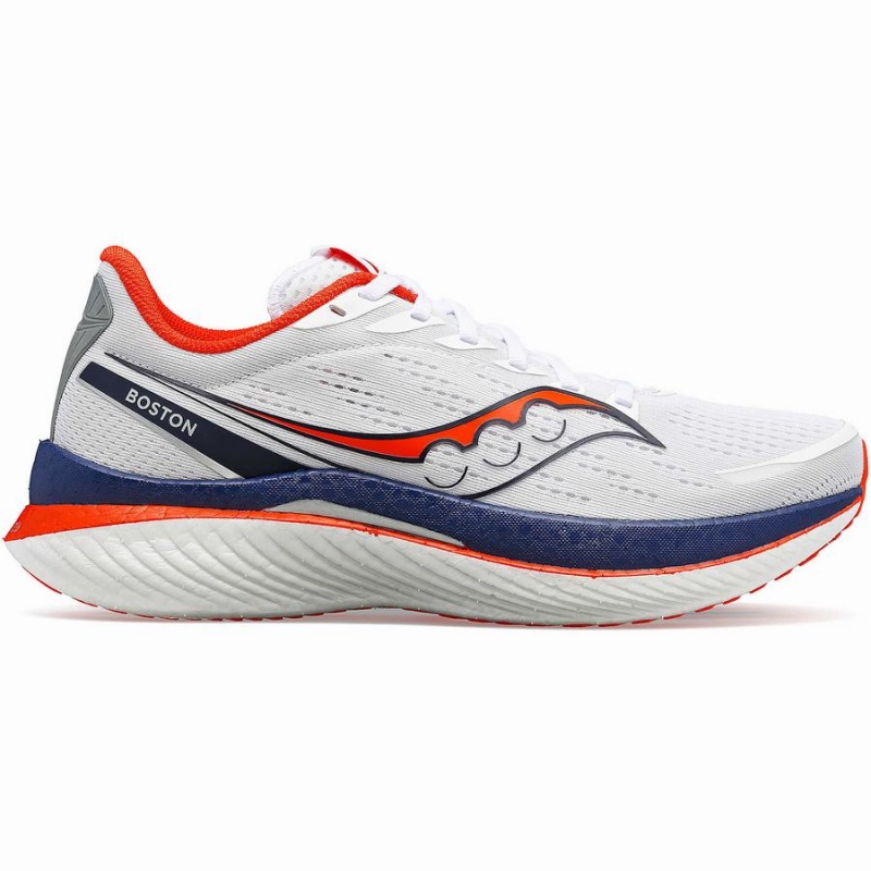 Men\'s Saucony Boston Endorphin Speed 3 Running Shoes White / Navy | Australia S38561-A76