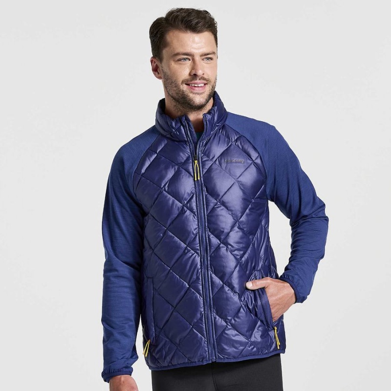 Men\'s Saucony Boulder Oysterpuff Jackets Navy | Australia S32587-W90