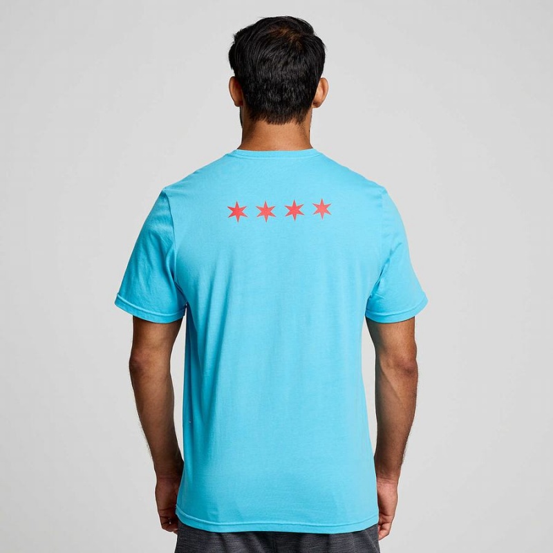 Men's Saucony Chicago Rested T Shirts Blue | Australia S54031-Z73