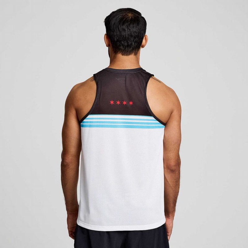 Men's Saucony Chicago Stopwatch Singlet Tank Top White | Australia S47361-M57