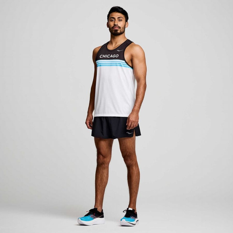 Men's Saucony Chicago Stopwatch Singlet Tank Top White | Australia S47361-M57