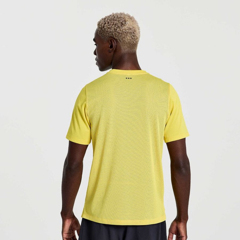 Men's Saucony Elevate Short Sleeve T Shirts Yellow | Australia S75940-C02