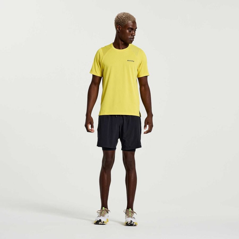 Men's Saucony Elevate Short Sleeve T Shirts Yellow | Australia S75940-C02