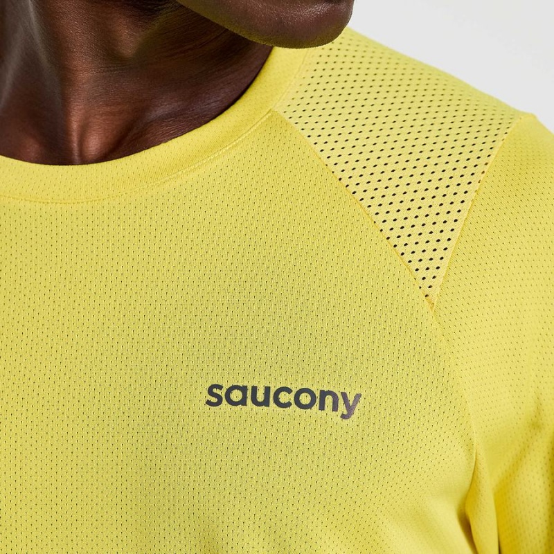 Men's Saucony Elevate Short Sleeve T Shirts Yellow | Australia S75940-C02