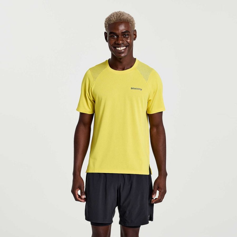 Men\'s Saucony Elevate Short Sleeve T Shirts Yellow | Australia S75940-C02