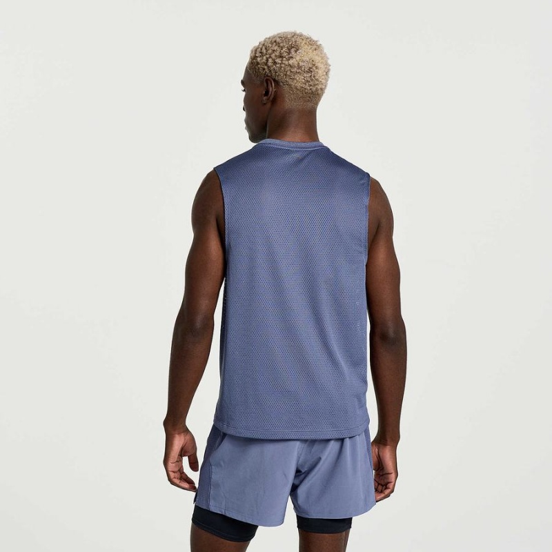 Men's Saucony Elevate Sleeveless Tank Top Blue | Australia S86475-N21