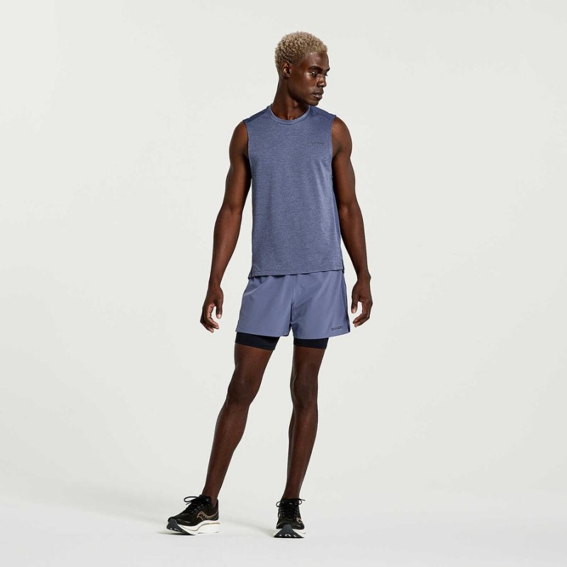 Men's Saucony Elevate Sleeveless Tank Top Blue | Australia S86475-N21