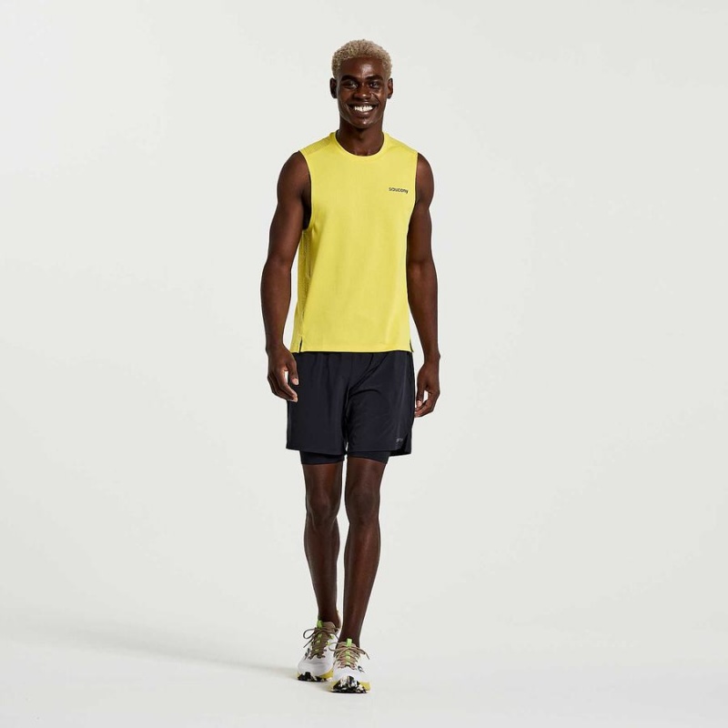 Men's Saucony Elevate Sleeveless Tank Top Yellow | Australia S76918-M64