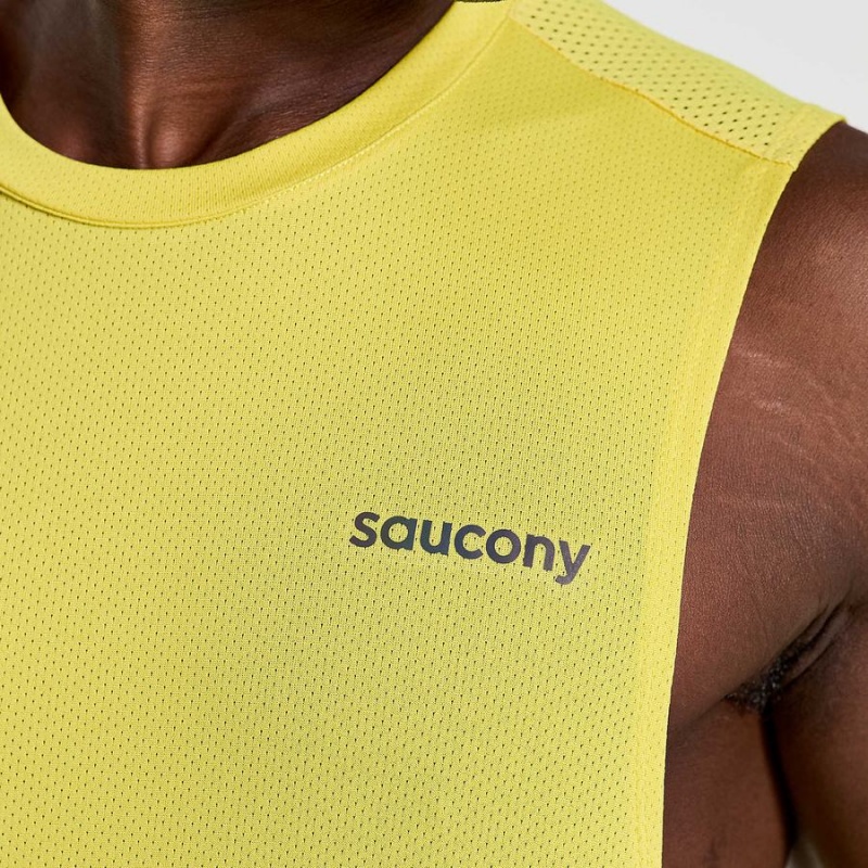 Men's Saucony Elevate Sleeveless Tank Top Yellow | Australia S76918-M64