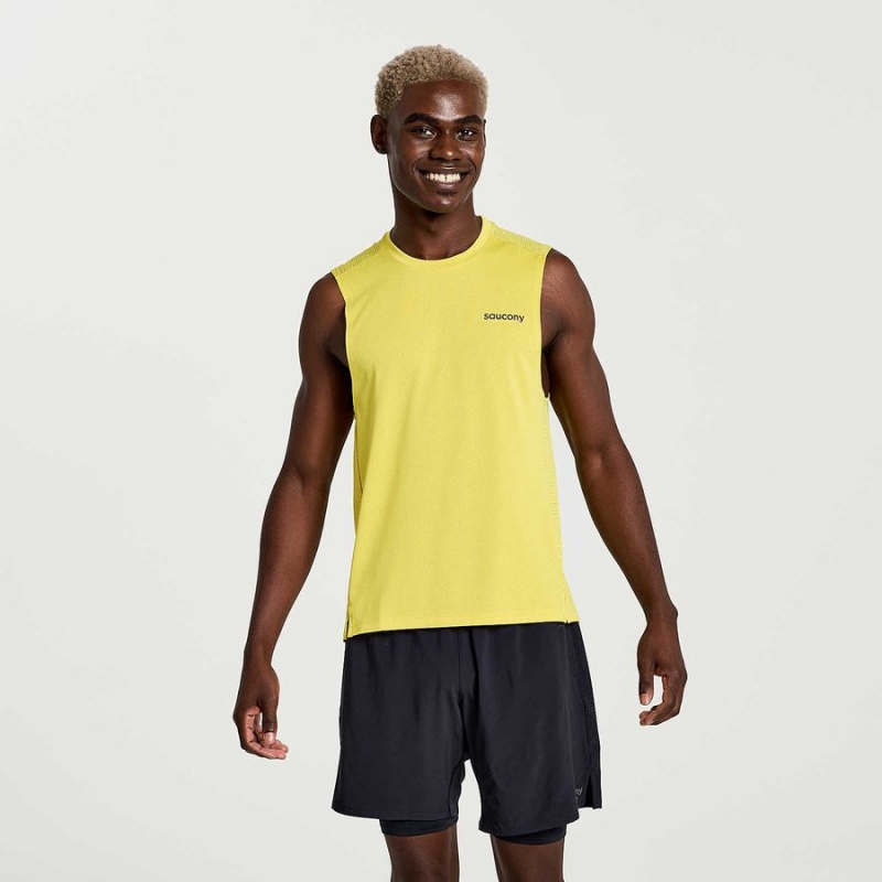 Men\'s Saucony Elevate Sleeveless Tank Top Yellow | Australia S76918-M64