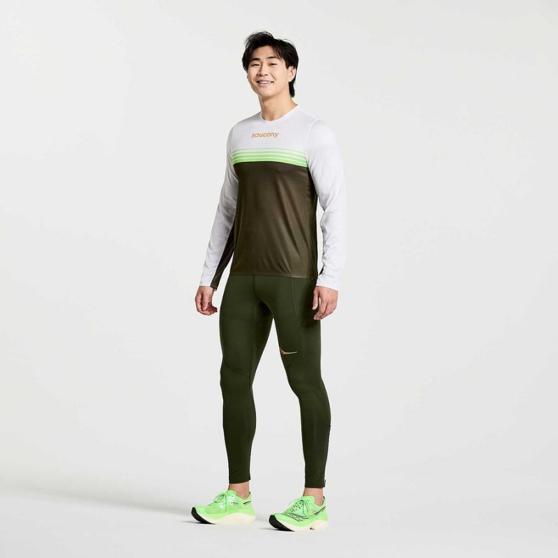 Men's Saucony Elite Long Sleeve T Shirts Umbra | Australia S02786-P30