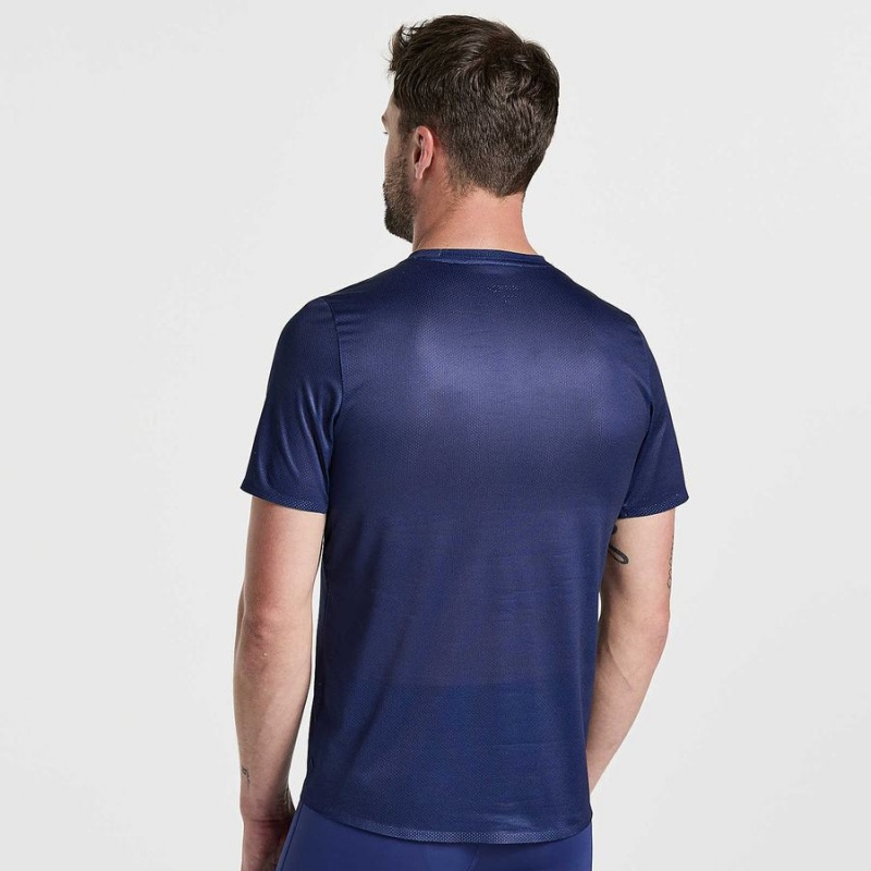 Men's Saucony Elite Short Sleeve T Shirts Navy | Australia S63702-H82