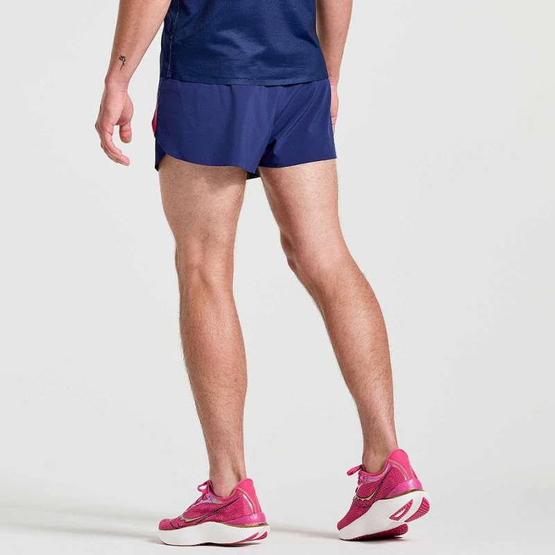 Men's Saucony Elite Split Shorts Navy | Australia S84530-U90