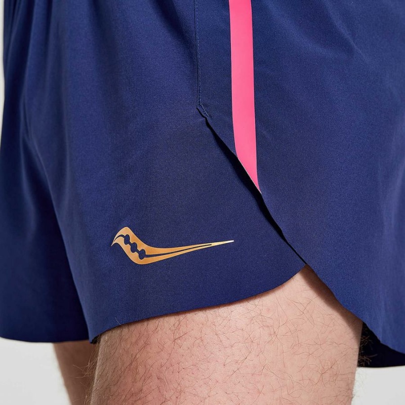 Men's Saucony Elite Split Shorts Navy | Australia S84530-U90