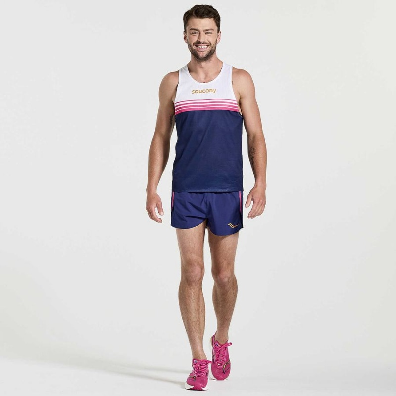 Men's Saucony Elite Split Shorts Navy | Australia S84530-U90