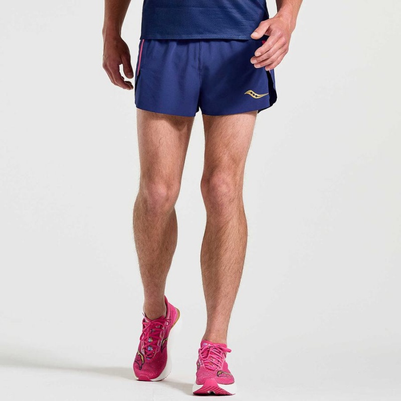 Men\'s Saucony Elite Split Shorts Navy | Australia S84530-U90