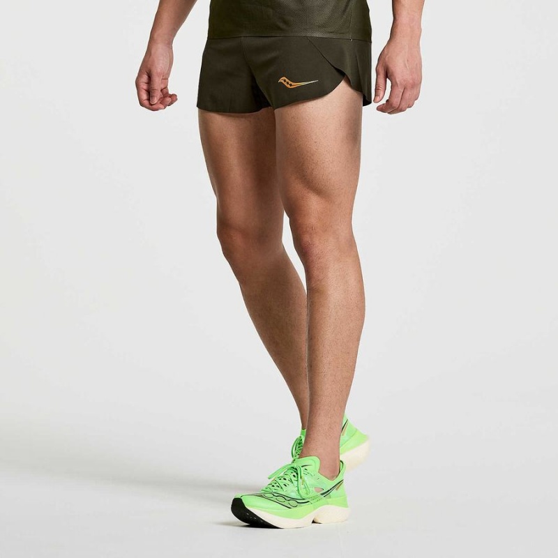 Men's Saucony Elite Split Shorts Umbra | Australia S67542-X68