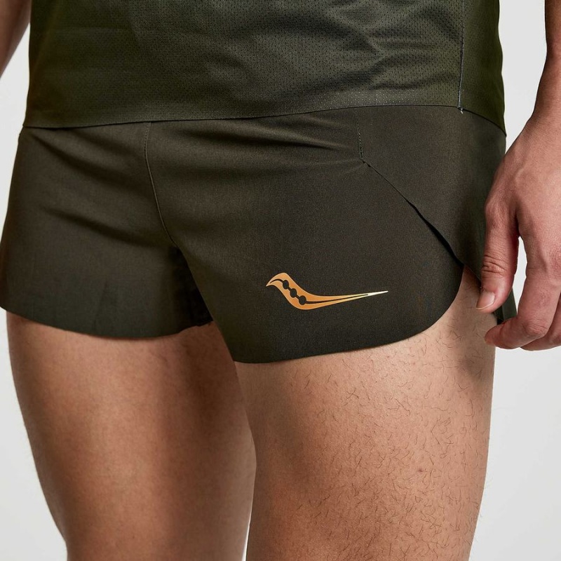 Men's Saucony Elite Split Shorts Umbra | Australia S67542-X68