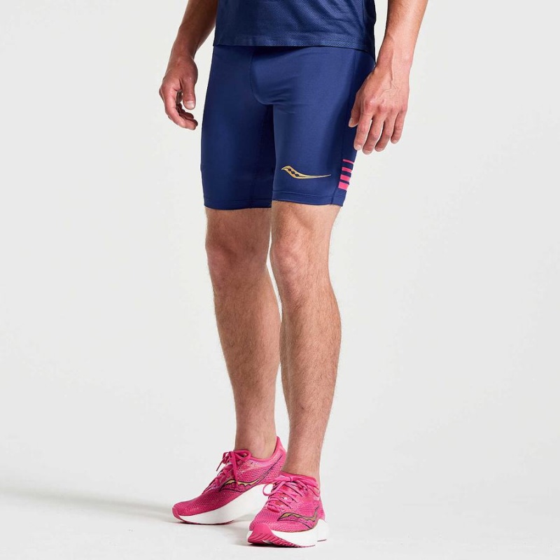 Men\'s Saucony Elite Tight Shorts Navy | Australia S71904-Y04