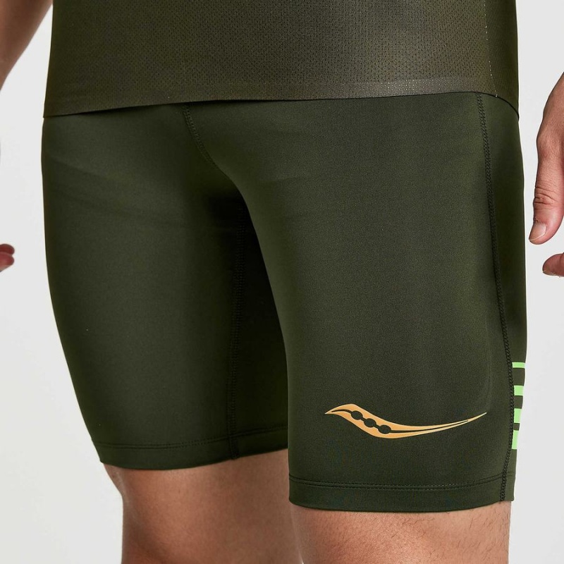 Men's Saucony Elite Tight Shorts Umbra | Australia S95643-B65