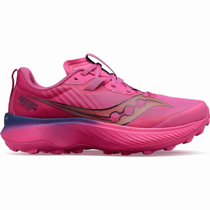 Men\'s Saucony Endorphin Edge Running Shoes Pink / Navy | Australia S89605-F93