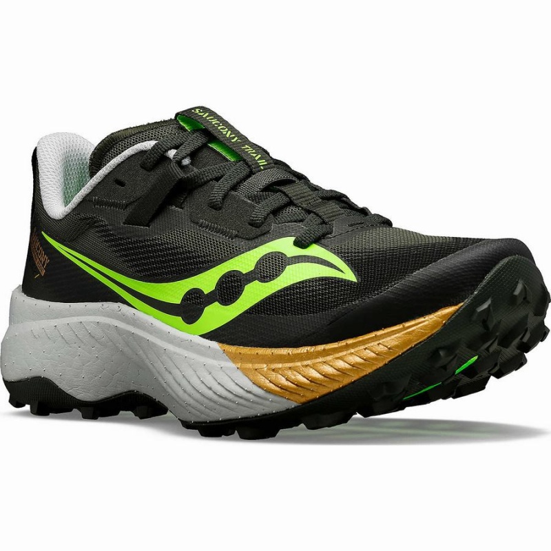 Men's Saucony Endorphin Edge Running Shoes Umbra / Slime | Australia S23059-H63