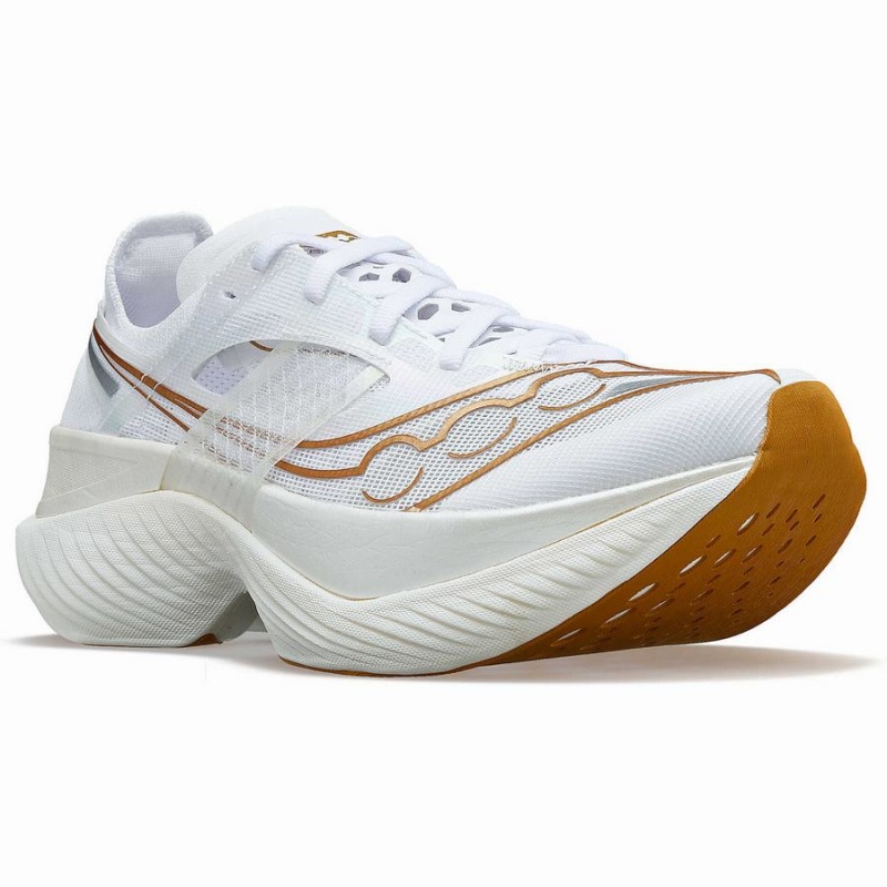 Men's Saucony Endorphin Elite Running Shoes White / Gold | Australia S12397-K42