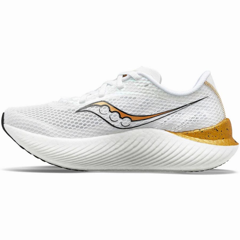 Men's Saucony Endorphin Pro 3 Running Shoes White / Gold | Australia S90618-J18