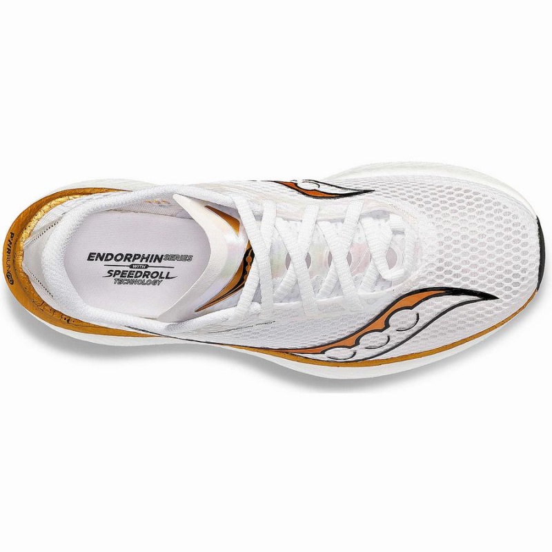 Men's Saucony Endorphin Pro 3 Running Shoes White / Gold | Australia S90618-J18