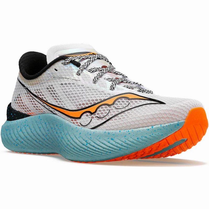 Men's Saucony Endorphin Pro 3 Running Shoes Grey / Orange | Australia S09174-Q04