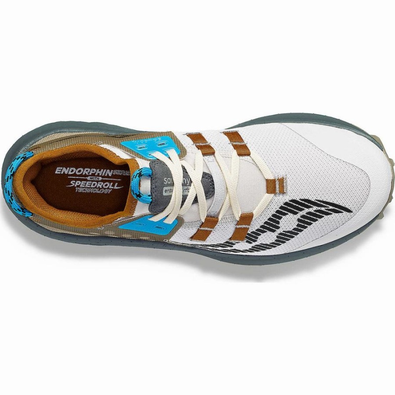 Men's Saucony Endorphin Rift Running Shoes White / Brown | Australia S30579-G69