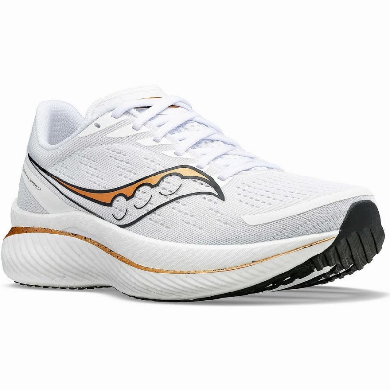 Men's Saucony Endorphin Speed 3 Running Shoes White / Gold | Australia S76852-X62