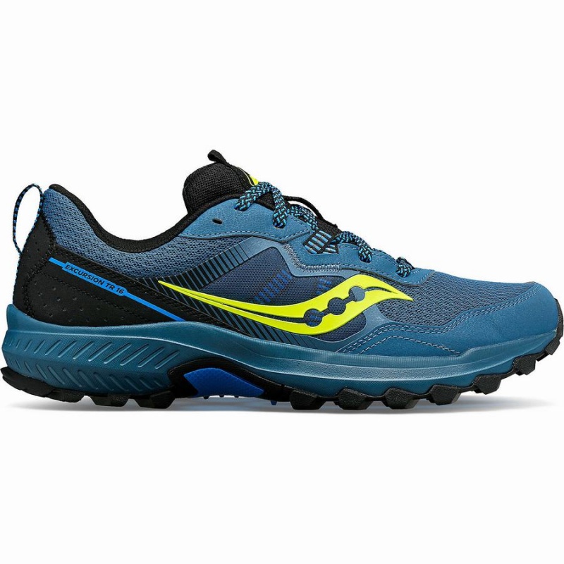 Men\'s Saucony Excursion TR16 Trail Running Shoes Blue / Black | Australia S17346-Y92