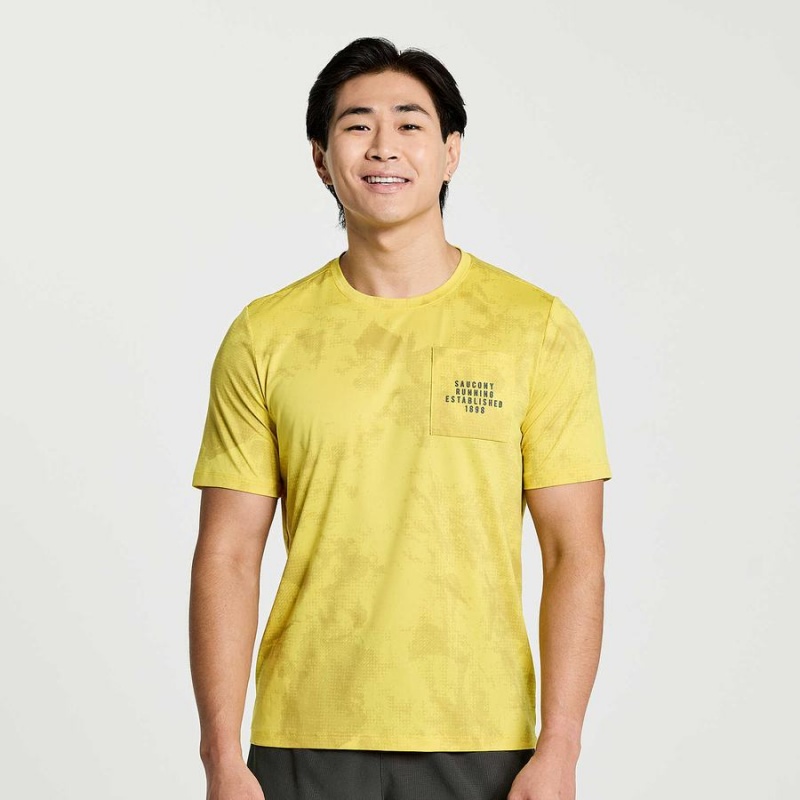 Men\'s Saucony Explorer Short Sleeve T Shirts Yellow | Australia S38972-E03