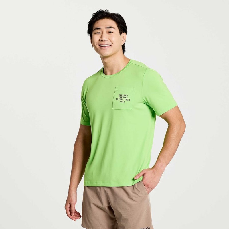 Men\'s Saucony Explorer Short Sleeve T Shirts Green | Australia S74325-R26