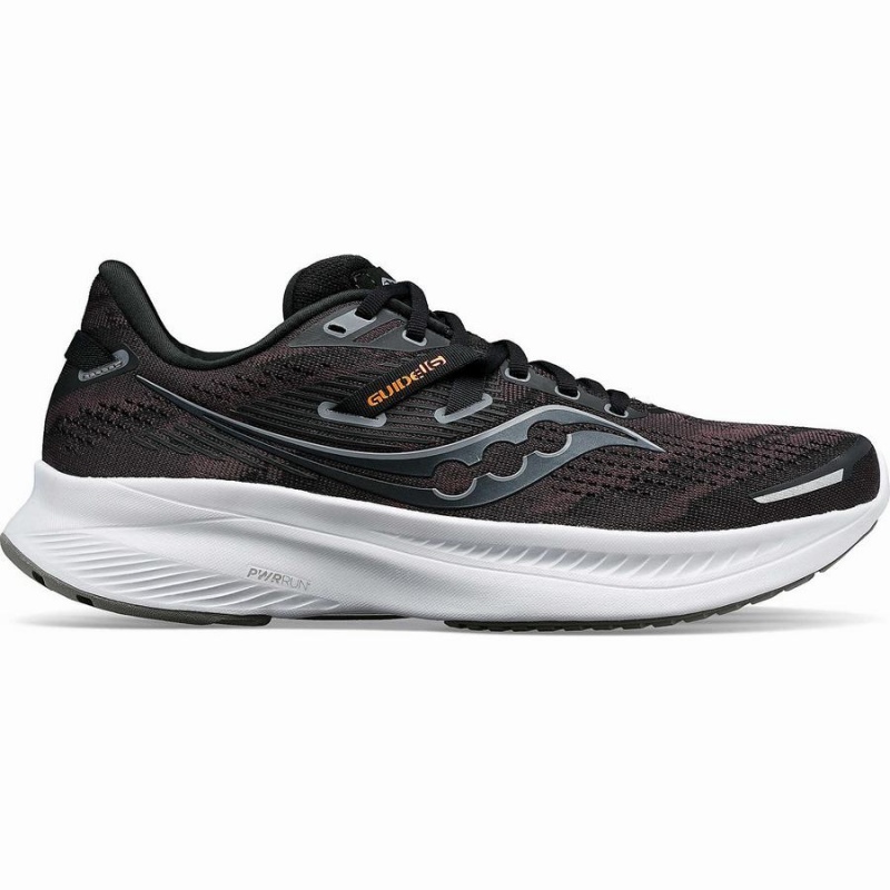 Men\'s Saucony Guide 16 Running Shoes Black / White | Australia S05637-K46