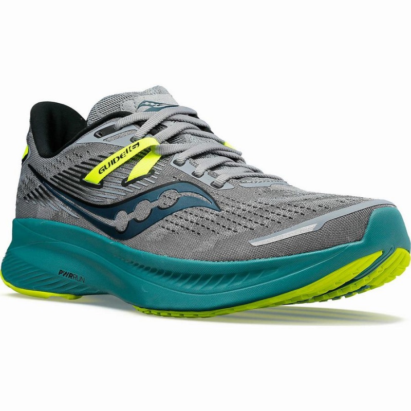 Men's Saucony Guide 16 Running Shoes Grey / Green | Australia S71948-D08