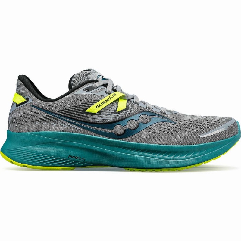 Men\'s Saucony Guide 16 Running Shoes Grey / Green | Australia S71948-D08