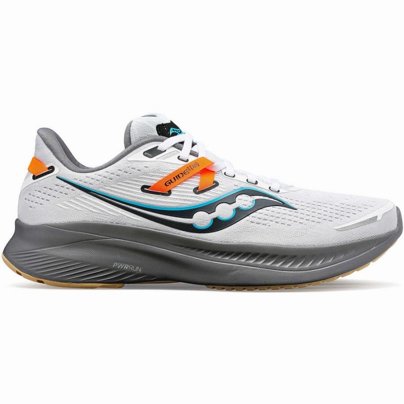 Men\'s Saucony Guide 16 Running Shoes White / Grey | Australia S64215-N92