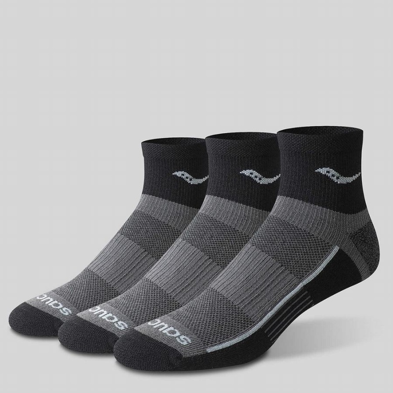 Men\'s Saucony Inferno Quarter 3-Pack Socks Black | Australia S78924-T95