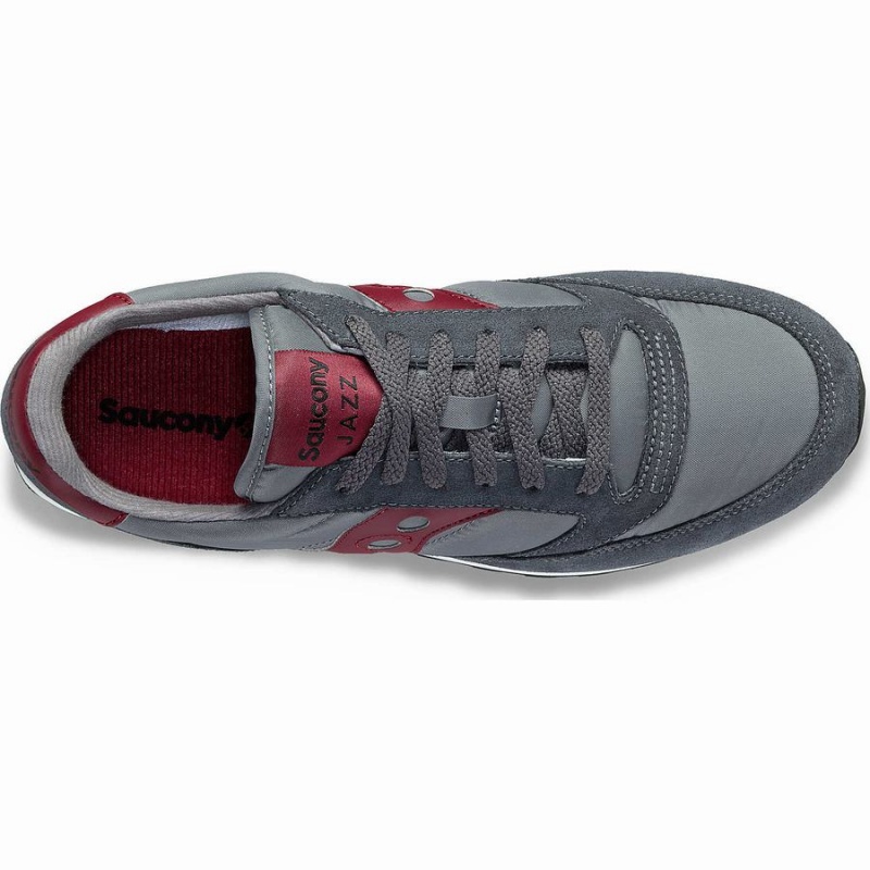 Men's Saucony Jazz Original Sneakers Grey / Dark Red | Australia S13562-V38