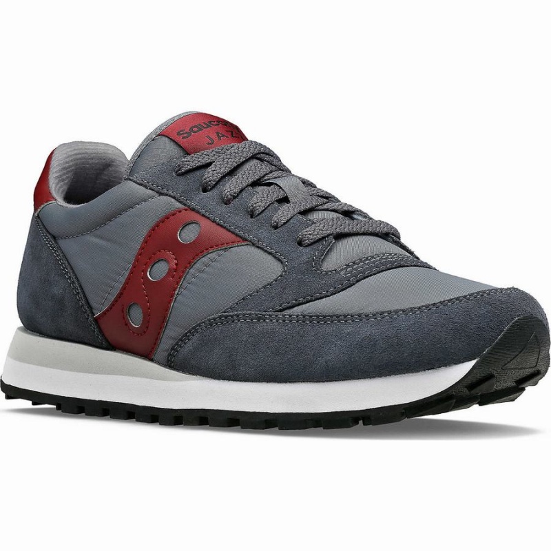 Men's Saucony Jazz Original Sneakers Grey / Dark Red | Australia S13562-V38